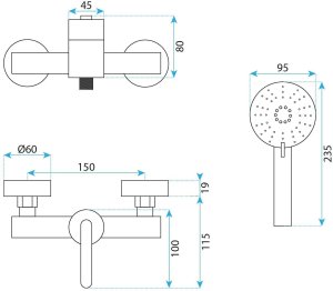 Bateria prysznicowa Rea Bateria prysznicowa Ontario Miedź Szczotkowana 6