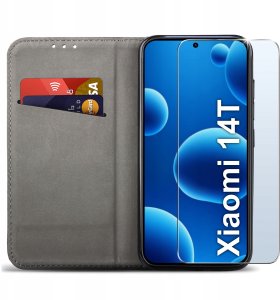 Etui MAGNET do Xiaomi 14T Zamykane Czarne Futerał + Szkło 9H 2