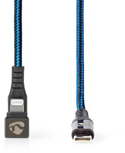 Kabel USB NEDIS USB-Kabel USB 2.0 | Apple Lightning 8-Pin | USB-C™ Stecker | 60 W | 480 Mbps | Niklowany | 1.00 m | okrągły | Spleciony / Nylon | Niebieski / Czarny 2