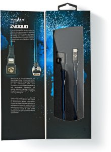 Kabel USB NEDIS USB-Kabel USB 2.0 | Apple Lightning 8-Pin | USB-C™ Stecker | 60 W | 480 Mbps | Niklowany | 1.00 m | okrągły | Spleciony / Nylon | Niebieski / Czarny 10