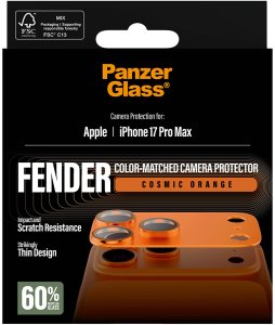 Szkło hartowane na obiektyw PanzerGlass Fender Camera Protector do iPhone 17 Pro Max pomarańczowy 3