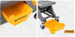 KRZESŁO WARSZTATOWE STOŁEK TABORET NA KÓŁKACH 3 SCHOWKI 200 KG SIEDZISKO 11