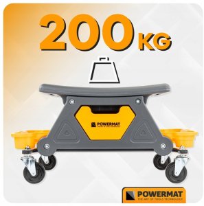 KRZESŁO WARSZTATOWE STOŁEK TABORET NA KÓŁKACH 3 SCHOWKI 200 KG SIEDZISKO 3