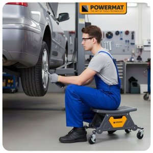KRZESŁO WARSZTATOWE STOŁEK TABORET NA KÓŁKACH 3 SCHOWKI 200 KG SIEDZISKO 9