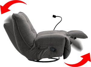 Fotel wypoczynkowy obrotowy COSMO c. szary rozkładany leżanka szenil 3