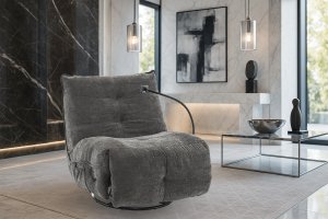 Fotel wypoczynkowy obrotowy COSMO c. szary rozkładany leżanka szenil 4