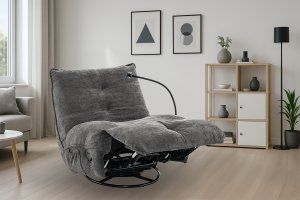 Fotel wypoczynkowy obrotowy COSMO c. szary rozkładany leżanka szenil 5