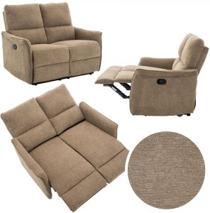 Sofa wypoczynkowa rozkładana dwuosobowa fotel TIMO DUO szenil brązowa 3