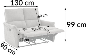 Sofa wypoczynkowa rozkładana dwuosobowa fotel TIMO DUO szenil brązowa 6