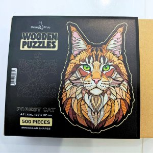 Mruu&Pruu Puzzle Drewniane KOT LEŚNY DUŻE XXL | Układanka Prezent Dla Dorosłych 11