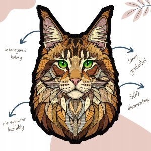 Mruu&Pruu Puzzle Drewniane KOT LEŚNY DUŻE XXL | Układanka Prezent Dla Dorosłych 2