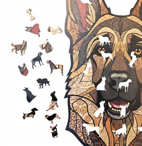 Mruu&Pruu Puzzle Drewniane OWCZAREK NIEMIECKI 450el. XXL DUŻE Układanka Prezent PIES 4
