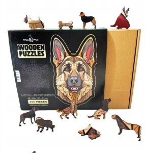Mruu&Pruu Puzzle Drewniane OWCZAREK NIEMIECKI 450el. XXL DUŻE Układanka Prezent PIES 9