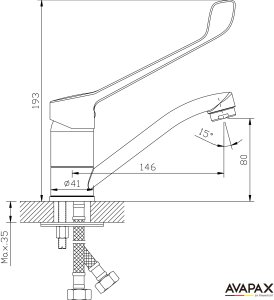 Bateria umywalkowa Avapax Medico stojąca chrom (ABME1511M1) 8