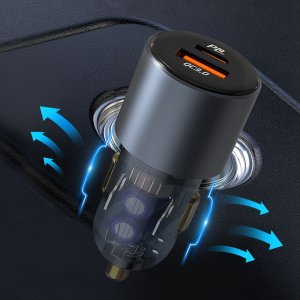 Ładowarka samochodowa do telefonu 12V USB-C 100W | USB-C | USB-A | QC | PD 4