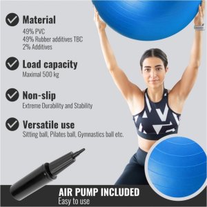 Gorilla Sports 65 cm Niebieska Piłka Gimnastyczna 5