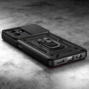 ETUI PANCERNE DO REALME C51 CZARNE OBUDOWA ARMOR HOLDER RING CASE   SZKŁO 3