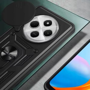 ETUI PANCERNE DO XIAOMI REDMI 14C 4G / 5G / A4 / POCO C75 CZARNE   SZKŁO 9H 2