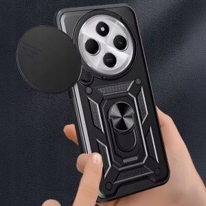 ETUI PANCERNE DO XIAOMI REDMI 14C 4G / 5G / A4 / POCO C75 CZARNE   SZKŁO 9H 5