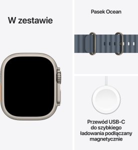 Smartwatch Apple Watch Ultra 3 GPS + Cellular 49mm Natural Titanium / Ocean Band Niebieski  (MEWH4QC/A) 7