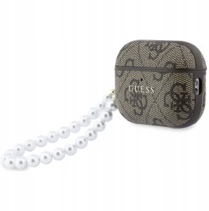 Guess Etui Guess 4G Pearl Strap do Apple AirPods Pro 3 brązowy 3