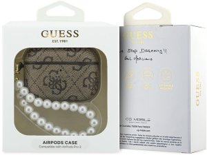 Guess Etui Guess 4G Pearl Strap do Apple AirPods Pro 3 brązowy 4