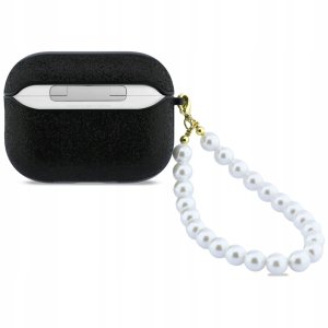 Etui Guess Glitter Pearl Strap do Apple AirPods Pro 3 czarny 2