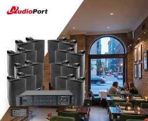 Zestaw czarnych głośników naściennych 16x 4'' ze wzmacniaczem 6 strefowym one size 2