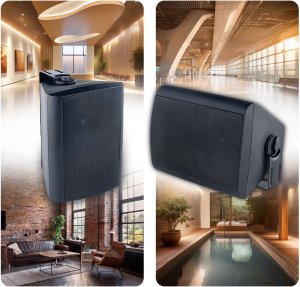 Zestaw czarnych głośników naściennych 16x 4'' ze wzmacniaczem 6 strefowym one size 4