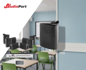 Zestaw czarnych głośników naściennych 8x 4'' ze wzmacniaczem one size 2