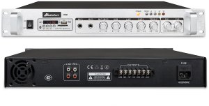 Zestaw czarnych głośników naściennych 8x 4'' ze wzmacniaczem one size 8