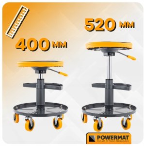 SIEDZISKO WARSZTATOWE TELESKOPOWE 400-520MM OBROTOWY TABORET STOŁEK KÓŁKA 9