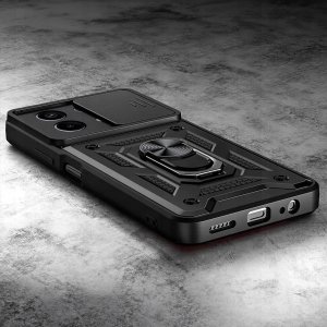 ETUI PANCERNE DO XIAOMI REDMI NOTE 13 PRO CZARNE OBUDOWA ARMOR   SZKŁO 9H 3