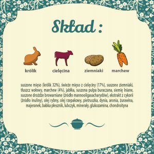 Folk Delikatny posiłek dla malucha z królikiem, cielęciną i marchewką Mini 10kg 5