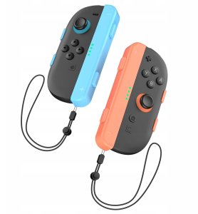JYS 2x Uchwyt Grip na Joy-Con pionowy + pasek JYS-NS2280 do Nintendo Switch 2 Niebieski - Pomarańczowy (SB11087) 7