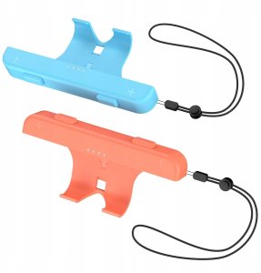 JYS 2x Uchwyt Grip na Joy-Con pionowy + pasek JYS-NS2280 do Nintendo Switch 2 Niebieski - Pomarańczowy (SB11087) 8