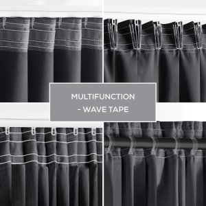 Zasłona blackout 90% na taśmie z szarfą 140x175 cm stalowa Restilo 13