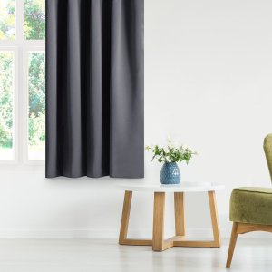 Zasłona blackout 90% na taśmie z szarfą 140x175 cm stalowa Restilo 5