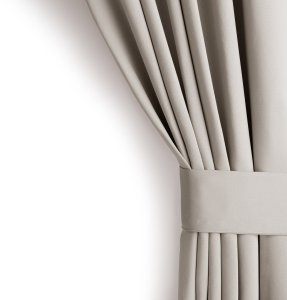 Zasłona blackout 90% na taśmie z szarfą 140x270 j. beżowa Restilo 4