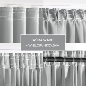 Zasłona blackout 90% na taśmie z szarfą 140x175 j. szara Restilo 16