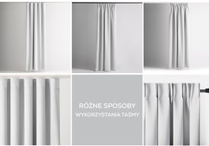 Zasłona blackout 90% na taśmie z szarfą 140x175 biała Restilo 15