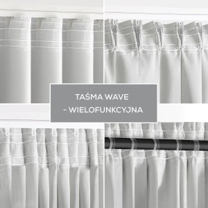 Zasłona blackout 90% na taśmie z szarfą 140x175 biała Restilo 16