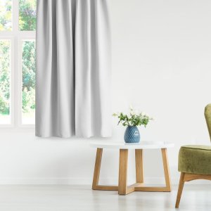 Zasłona blackout 90% na taśmie z szarfą 140x175 biała Restilo 5