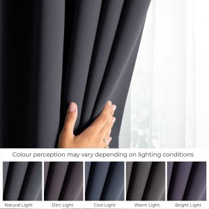 Zasłona blackout 90% na taśmie z szarfą 140x230 stalowa Restilo 4