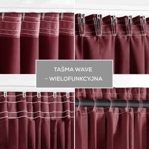 Zasłona blackout 90% na taśmie z szarfą 140x175 czerwona Restilo 16