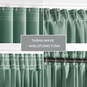 Zasłona blackout 90% na taśmie z szarfą 140x175 miętowa Restilo 16
