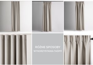 Zasłona blackout 90% na taśmie z szarfą 140x300 cm j. beżowa Restilo 15