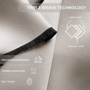 Zasłona blackout 90% na taśmie z szarfą 140x300 cm j. beżowa Restilo 10