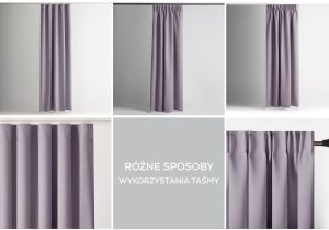 Zasłona blackout 90% na taśmie z szarfą 140x300 cm pudrowy róż Restilo 15
