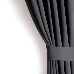 Zasłona blackout 90% na taśmie z szarfą 140x300 cm stalowa Restilo 2